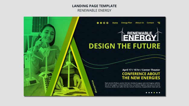 Wind Turbine Renewable Energy Landing Page Template – Free Download