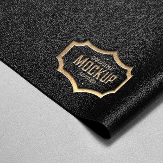 Black Leather Mockup Featuring Gold Logo – Free Download