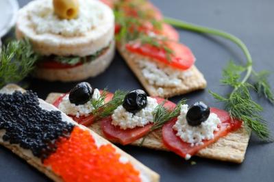 Delicious Snack Sandwiches with Caviar and Vegetables – Free to Download