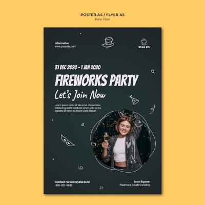 Vertical Poster Template for New Year’s Party – Download Free Stock Photo