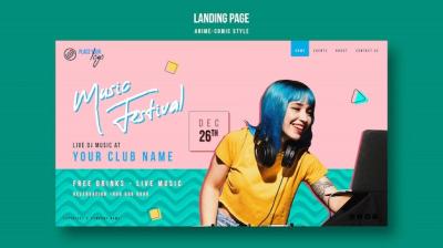 Anime-Comic Style Music Festival Landing Page Template – Free Download