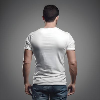 Young Man in White T-Shirt on Grey Background – Free Download