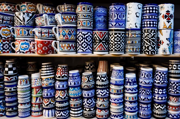 Explore Traditional Moroccan Handmade Crafts: Plates and Cups from Marrakech Medina – Free Download