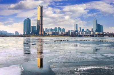 Winter Cityscape of Seoul with Han River Ice – Download Free Stock Photo