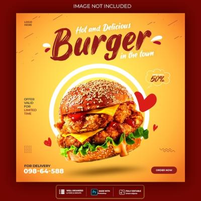 Super Delicious Burger Instagram Post Design Template – Free Download