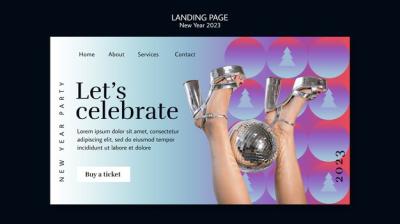 Happy New Year Landing Page – Free to Download PSD Template