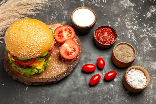 Cheesy Meat Burger with Seasonings and Fries – Free Download