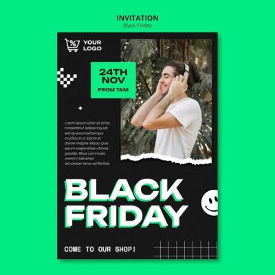Black Friday Invitation Template in Flat Design – Free Download