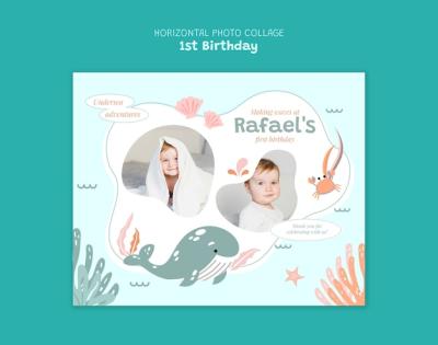 Flat Design 1st Birthday Template – Free Download Stock Photo