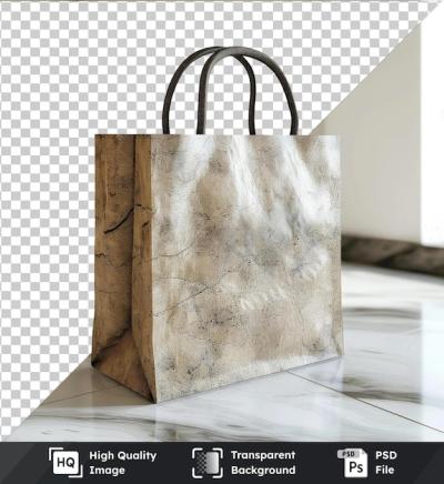 Psd Picture of Recyclable Paper Bag with Black Handle Against White Wall and Window – Free Download
