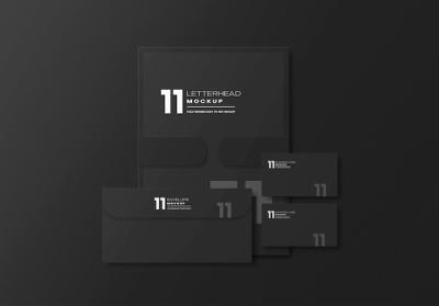 Dark Stationery Set PSD Mockup – Free Download