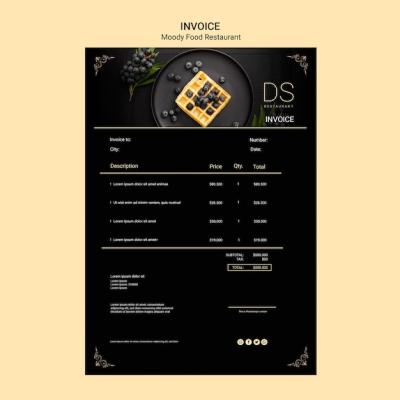Moody Food Restaurant Invoice Template – Free Download