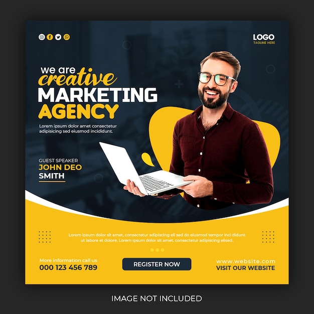 Digital Marketing Live Webinar and Corporate Social Media Post Template – Free Download