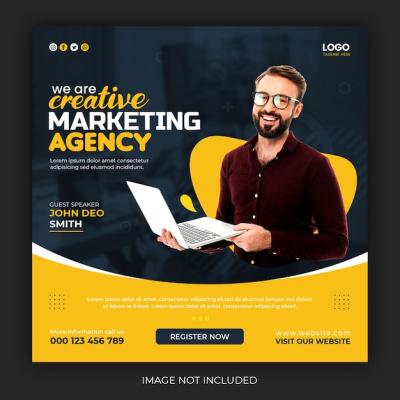 Digital Marketing Live Webinar and Corporate Social Media Post Template – Free Download