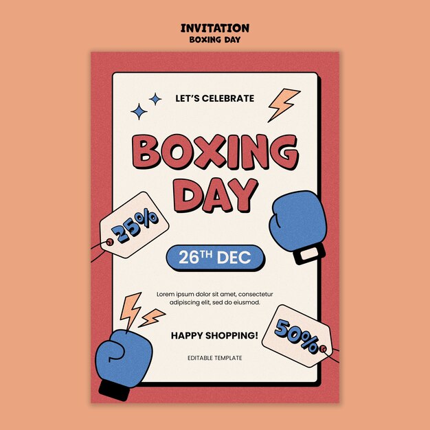 Hand Drawn Boxing Day Invitation Template – Free to Download