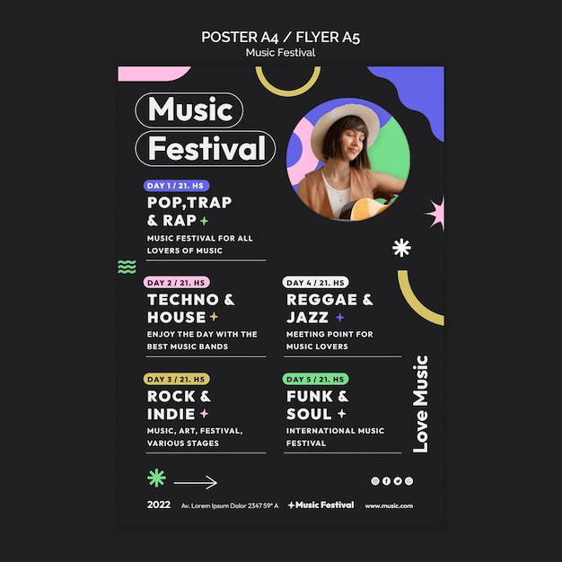 Flat Design Music Festival Template – Free Download