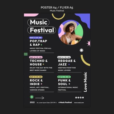 Flat Design Music Festival Template – Free Download