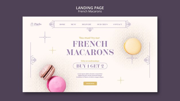 French Macarons Landing Page Template – Free to Download