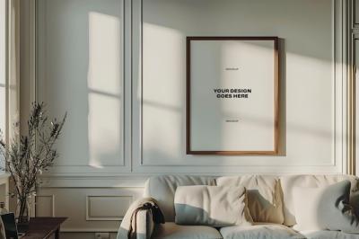 Elegant Modern Interior White Blank Frame Mockup PSD for Free Download