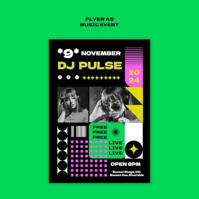 Flat Design Music Event Template – Free Download, Free Stock Photo