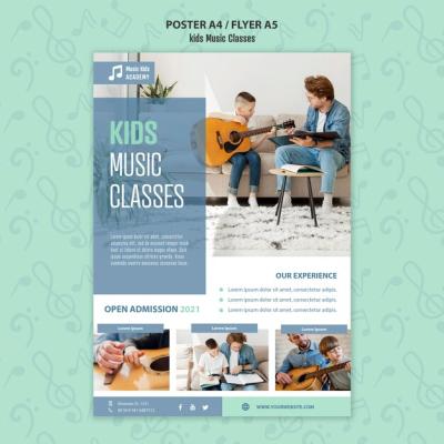 Creative Kids Music Classes Poster Template – Free Download