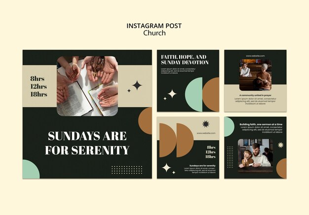 Church Service Instagram Post Templates – Download Free Stock Photo