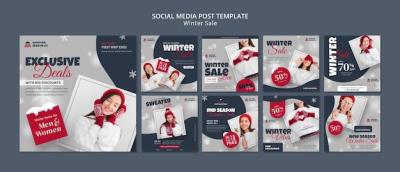 Winter Design Instagram Posts Template – Free Download