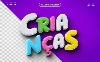 3D Colored Children Logo on Lilac Background – Free Download