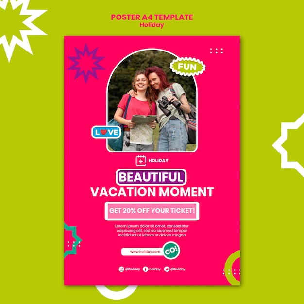 Beautiful Vacation Poster Template – Free Download
