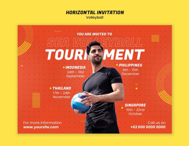 Creative Volleyball Invitation Template Design – Free Download
