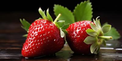 Glossy Red Strawberries with Green Leaves – Free Stock Photo for Download