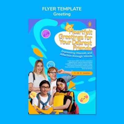 Flat Design Greeting Flyer Template – Download Free Stock Photo