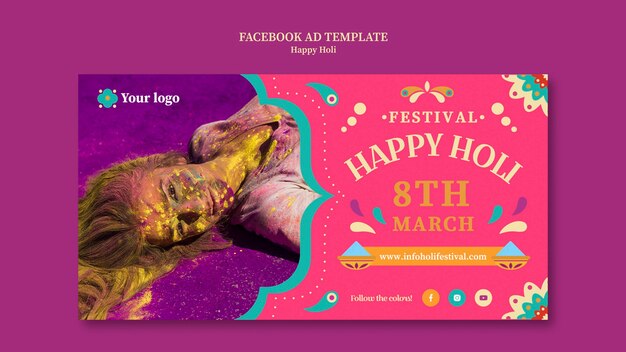 Holi Festival Celebration Facebook Template – Free to Download