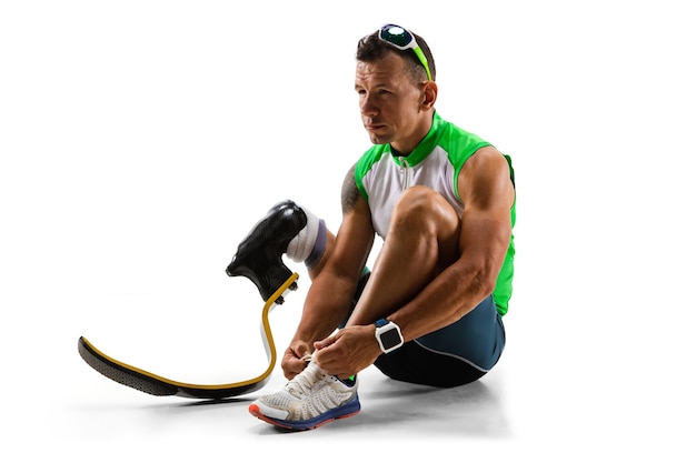 Athlete with Disabilities or Amputee on White Background – Free Stock Photo, Download Free