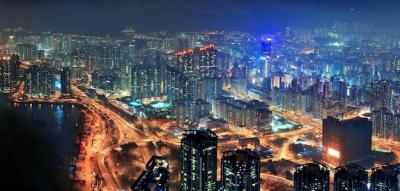 Stunning Aerial Night View of Hong Kong – Free Download