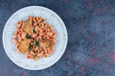 Delicious Macaroni and Chicken Meat on a White Plate – Free Stock Photo, Download for Free