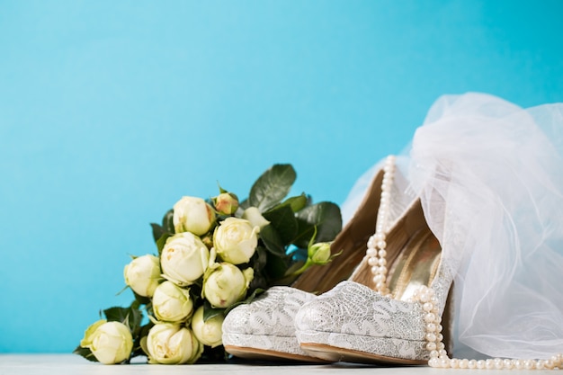 Bridal Accessories on Blue Background – Free Download