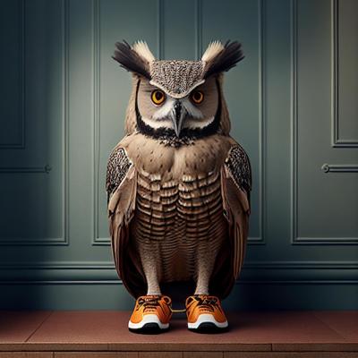 Owl Statue with Orange Eyes and Shoes – Free Stock Photo for Download