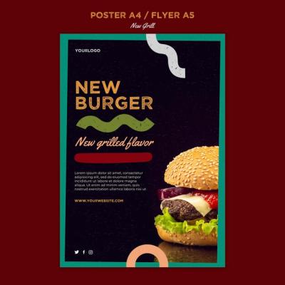 Vertical Burger Restaurant Poster Template – Download Free Stock Photo