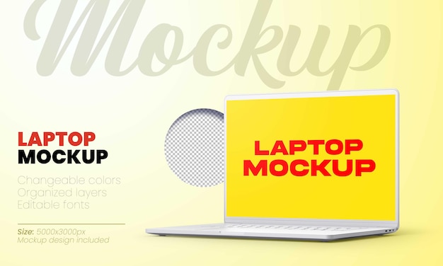 Yellow Laptop Mockup for Creative Projects – Free Download