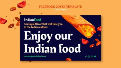 Flat Design Indian Menu Template for Restaurants – Free Download