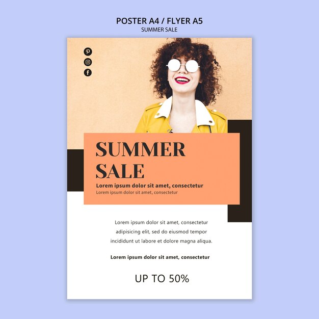 Summer Sale Flyer Template – Free Download, Download Free Stock Photo