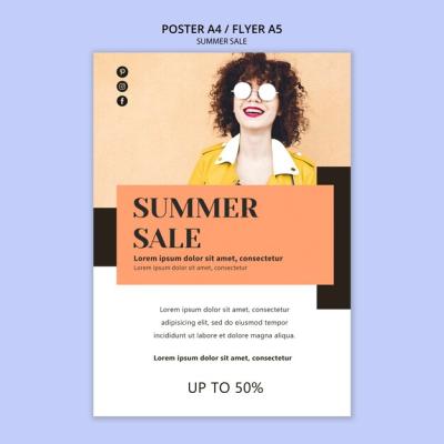 Summer Sale Flyer Template – Free Download, Download Free Stock Photo