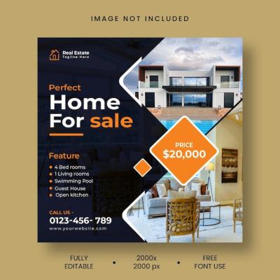 Real Estate House Social Media Instagram Post or Web Banner Template – Free Download