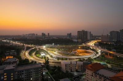 Illuminated Cityscape at Sunset – Free Stock Photo for Download