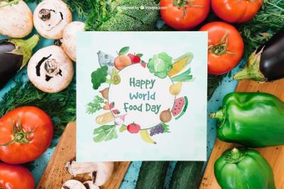 Vegetarian Mockup with Paper Card – Free Download