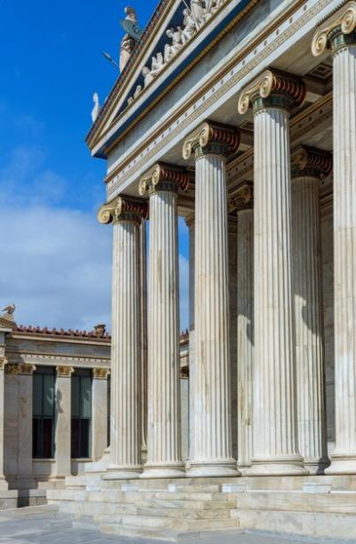 Beautiful Cityscape of Athens: Columns of the Academy of Sciences on a Sunny Day – Free to Download