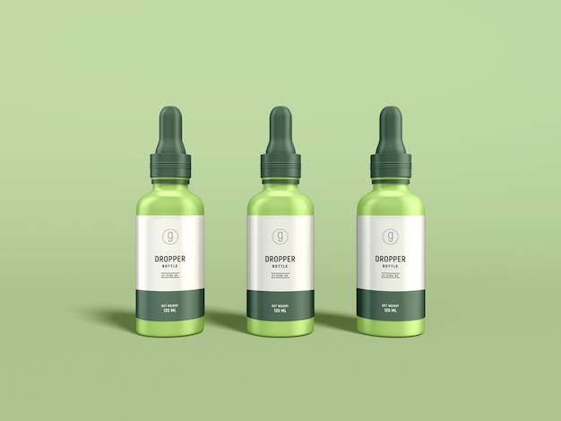 Glossy Glass Cosmetic Serum Dropper Bottle Branding Mockup – Free Download