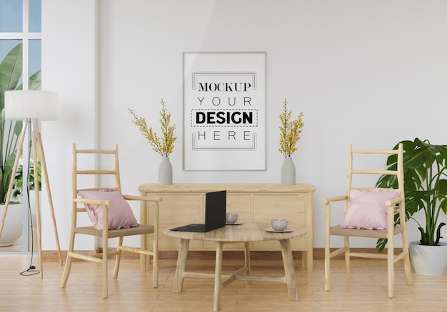 Wall Art Mockup: Canvas or Picture Frame in Living Room – Free Download