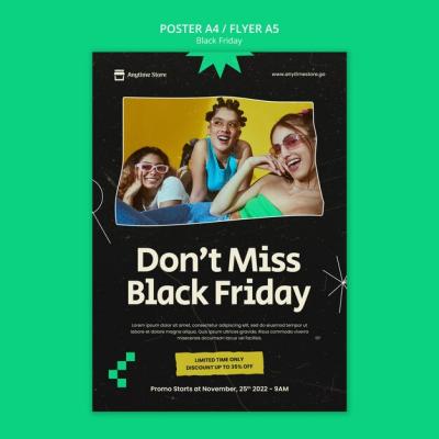 Flat Design Black Friday Poster Template – Free Download